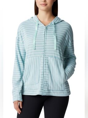 Columbia Melody Spring Sportswear Lightweight Hoodie Blue Striped Size Medium